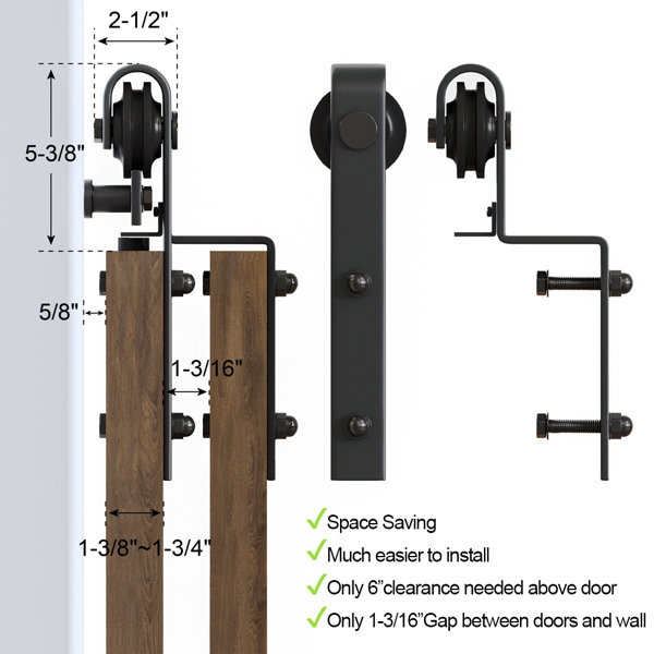 winsoon Single Bypass Double Door Barn Door Hardware Kit & Reviews Wayfair